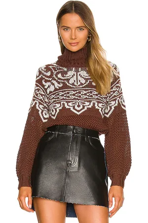 Tularosa Cayleen Fair Isle Sweater in Brown. - size L (also in M, S, XL, XS)