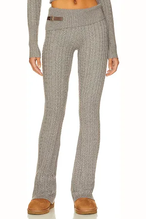 Frankies Bikinis Fleur Cable Knit Pant in Grey. - size L (also in M, XL, XS)