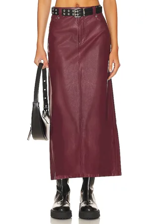 Commando Faux Patent Leather Midi Burgundy Skirt - Clothing from   UK