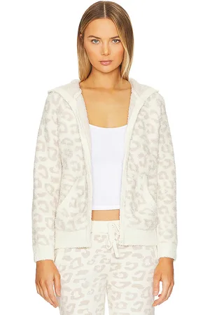 Barefoot Dreams CozyChic In The Wild Zip Hoodie in Cream. - size S (also in XS)