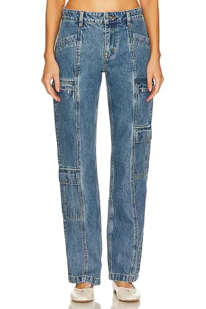 GRLFRND Naomi Low Rise Slim Cargo in Denim-Medium. - size 23 (also in 24, 25, 26, 27)