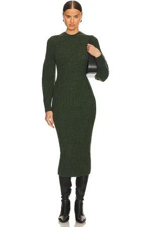 Wool turtleneck midi dress