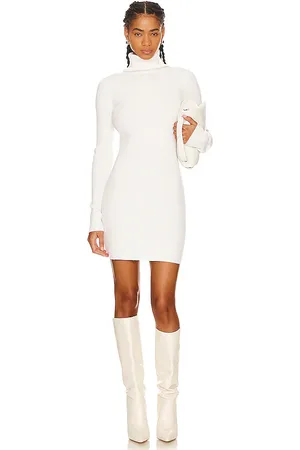 ENZA COSTA Rib Turtleneck Sweater Dress in Cream. - size L (also in M)