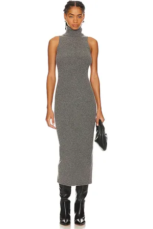 ENZA COSTA Rib Sleeveless Turtleneck Sweater Dress in Grey. - size L (also in XL)