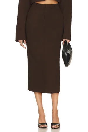 GRLFRND The Trouser Midi Skirt in Brown. - size S (also in XL)