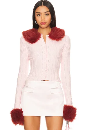 DANIELLE GUIZIO Heart Knit Cardigan in Pink. - size L (also in M, S, XS)