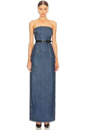 GRLFRND Lena Column Dress in Denim-Dark. - size S (also in XS, XXS)