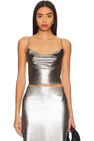 ROTATE Metallic Crop Top in Metallic . - size 34 (also in 36, 38, 40, 42)