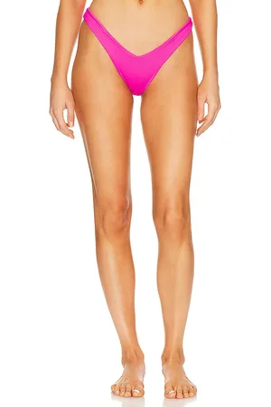 Naples: String Bikini in Neon Pink w/ Black Lace and Trim