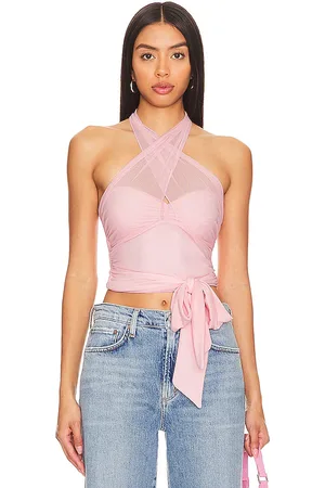 Multi Colour Crop Top - Ribbed Crop Top With Keyhole - Halter Neck