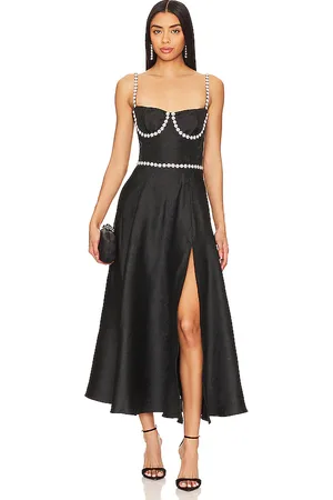 V. Chapman Cora Corset Midi Dress in Black. - size 0 (also in 2, 4, 6)