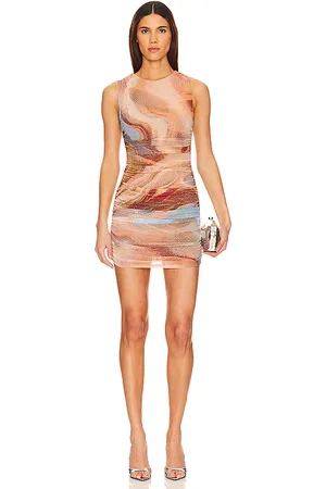h:ours Isolde Mini Dress in Tan. - size XS (also in XXS)