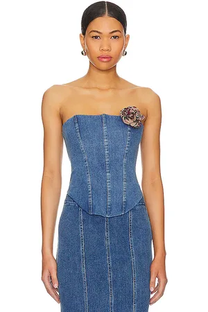 MAJORELLE Luda Bustier Top in Blue. - size M (also in S, XXS)