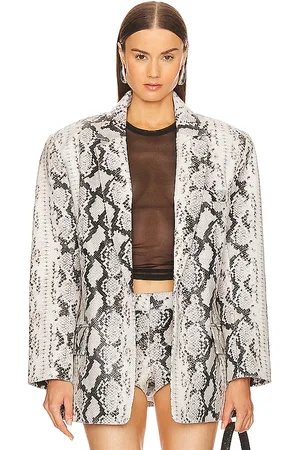 Retrofete Chloe Leather Blazer in Neutral. - size XL (also in XS)