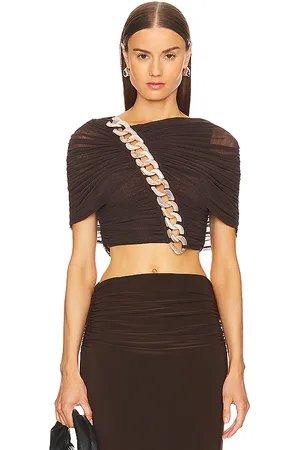 Grit Single Strap Caged Back Crop Top in Brown