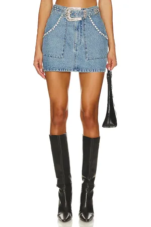 Show Me Your Mumu Shania Mini Skirt in Blue. - size S (also in XS)