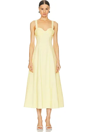 CLEA Carla Embroidered Longline Dress in Yellow. - size L (also in XS)