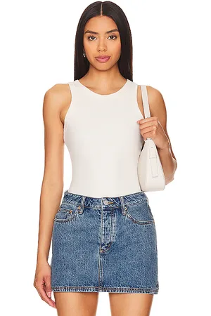Spanx Ribbed Racerback Bodysuit in Ivory. - size L (also in XL/1X, XS)