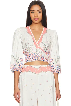 Agua Bendita X REVOLVE Asia Cropped Blouse in Ivory. - size L (also in M, S, XL, XXL)
