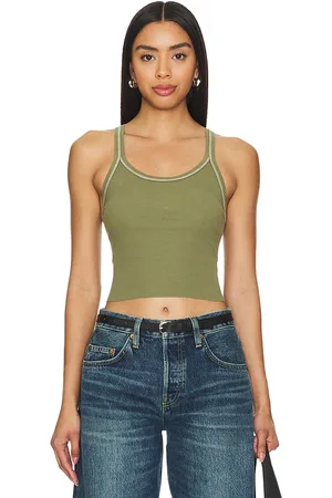 RE/DONE Cropped Ribbed Tank in Green. - size L (also in XL)