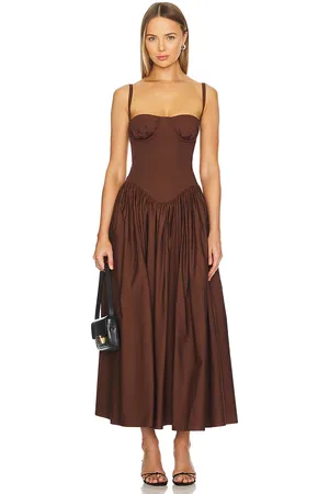 Tularosa Emma Midi Dress in Chocolate. - size XL (also in L)