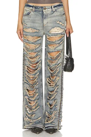 Retrofete Chanti Destroyed Flare in Denim-Medium. - size 23 (also in 24)