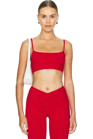 Frankies Bikinis Reine Shine Jacquard Bralette in Red. - size M (also in S, XS)