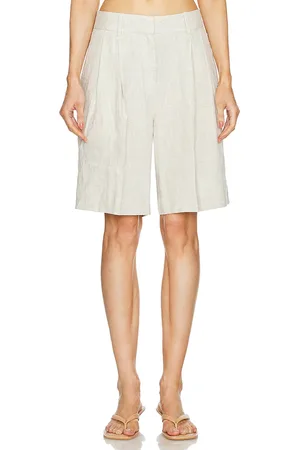 GRLFRND Linen Bermuda Shorts in Beige. - size S (also in XS, XXS)