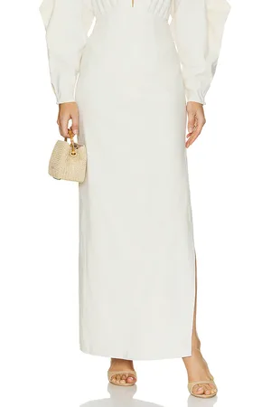 Andrea Iyamah Lino Corset Skirt in White. - size M (also in S, XL/1X, XS, XXL/2X)
