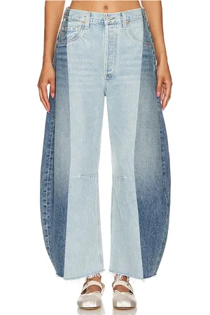Citizens of Humanity Pieced Horseshoe Wide Leg in Denim-Medium. - size 28 (also in 29)