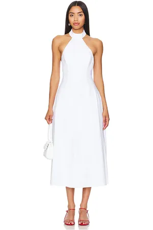 Bardot Genevieve Poplin Midi Dress in White. - size 10 (also in 12, 4, 6, 8)