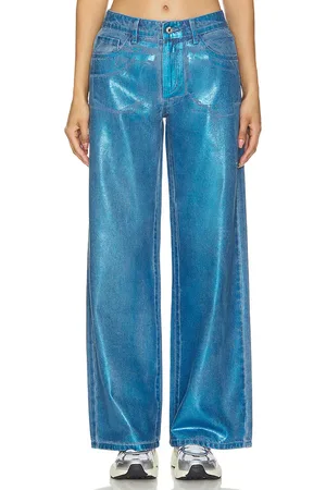 superdown Kiara Metallic Jean in Blue. - size L (also in XXS)