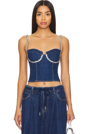 superdown Ash Bustier Top in Denim-Dark. - size M (also in S)