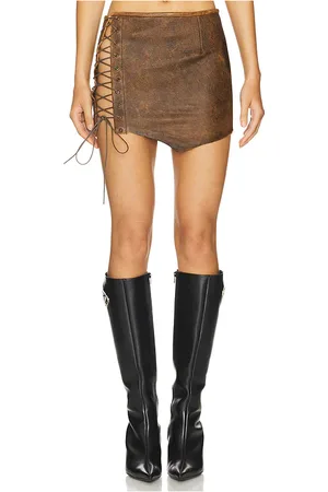 1XBLUE Leather Lace Up Skirt in . - size M (also in S)