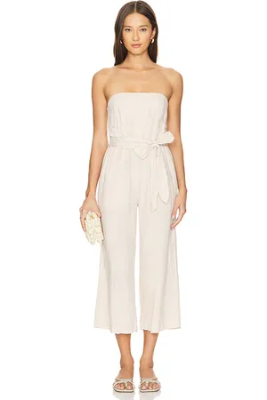 Bella Dahl Strapless Smocked Back Jumpsuit in Beige. - size L (also in M)