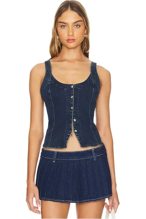 Free People Kara Vest in Denim-Dark. - size M (also in S, XS)