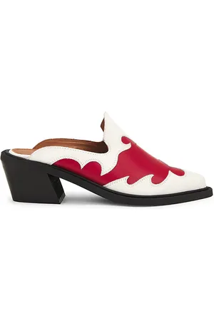 ALOHAS Weston Bicolor Leather Mules in White,Red. - size 37 (also in 38)