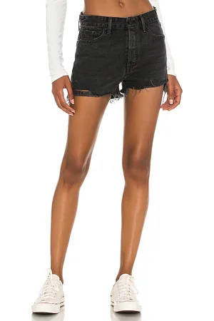 GRLFRND Helena High Rise Cut Off Short in Black. - size 23 (also in 24, 25, 26, 28)