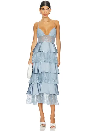 WeWoreWhat Tiered Lace Midi Dress in Blue. - size 00 (also in 12)
