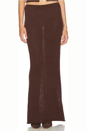 SER.O.YA Kora Knit Maxi Skirt in Brown. - size L (also in M, S, XL, XS)