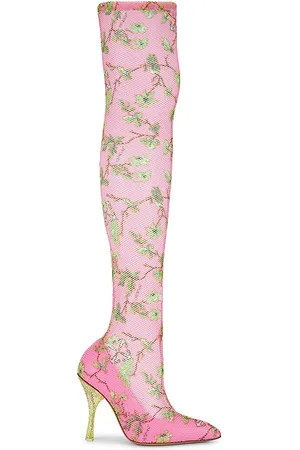 OFF-WHITE Crystal Printed Mesh Cuissard Boot in Pink. - size 36 (also in 37)