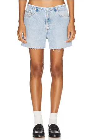 aligrace Undone Mini Rise Short in Denim-Light. - size 33 (also in 34)