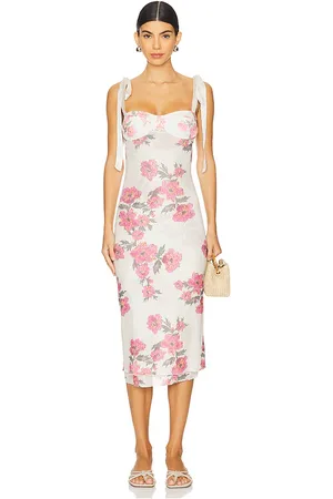 Free People X Intimately FP Printed Got Slam Slip Dress in Ivory,Pink. - size L (also in S, XL)