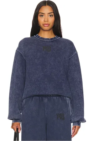 Alexander Wang Essential Terry Crew Sweatshirt W/ Puff Paint Logo in Charcoal. - size M (also in XS)