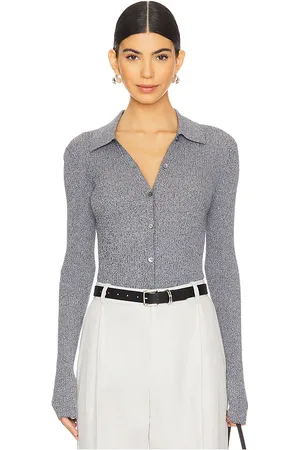 THEORY Marl Rib Cardigan in Grey. - size L (also in XS)