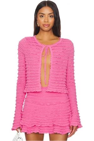LOVESHACKFANCY Celosia Cardigan in Pink. - size M (also in S)