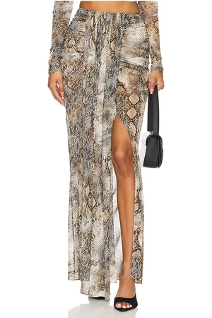LAPOINTE Mesh Draped Skirt in Brown. - size M (also in L, XS)