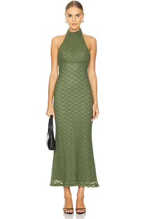 Bardot Ola Lace Midi Dress in Olive. - size 6 (also in 8)