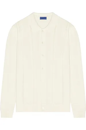 Saturdays NYC Jahmad Linen Long Sleeve Polo in White. - size S (also in XL/1X)