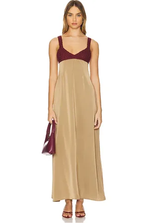 WeWoreWhat Crochet Top Maxi Dress in Taupe. - size 12 (also in 2)